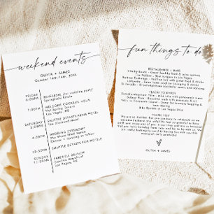 Weekend Wedding Event List, Wedding Welcome Letter Invitation