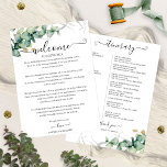 Weekend Wedding Itinerary For Guests Greenery Invitation<br><div class="desc">Romantic,  elegant greenery wedding welcome letter and itinerary. Easy to personalise with your details. Check the collection for matching items. CUSTOMIZATION: If you need design customisation,  please get in touch with me via chat; if you need information about your order,  shipping options,  etc.,  please contact directly Zazzle support https://help.zazzle.com/hc/en-us/articles/221463567-How-Do-I-Contact-Zazzle-Customer-Support-</div>