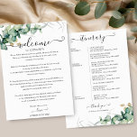 Weekend Wedding Itinerary For Guests Greenery Invitation<br><div class="desc">Get ready to be mesmerised by our breathtaking greenery wedding suite! Featuring exquisite illustrations of eucalyptus leaves and complemented by striking elegant calligraphy, this suite is the ultimate finishing touch for your enchanting garden-themed wedding. If you're looking for something extra or have a special request in mind, don’t hesitate to...</div>