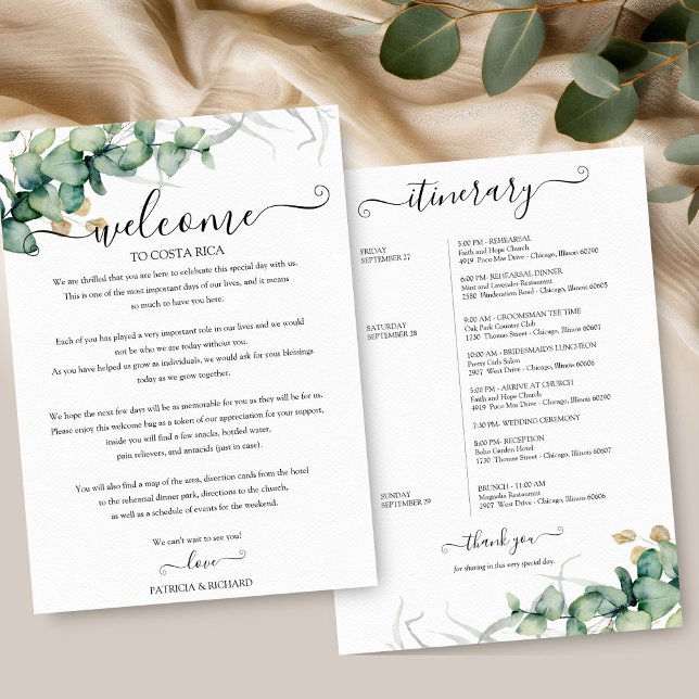 Weekend Wedding Itinerary For Guests Greenery Invitation (Creator Uploaded)