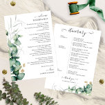 Weekend Wedding Itinerary Greenery Eucalyptus Invi Invitation<br><div class="desc">Romantic,  elegant greenery wedding welcome letter and itinerary. Easy to personalise with your details. Check the collection for matching items. CUSTOMIZATION: If you need design customisation,  please get in touch with me via chat; if you need information about your order,  shipping options,  etc.,  please contact directly Zazzle support https://help.zazzle.com/hc/en-us/articles/221463567-How-Do-I-Contact-Zazzle-Customer-Support-</div>