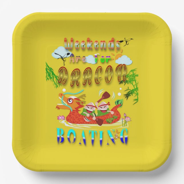 Weekends Are For Dragon Boating Paper Plate (Front)