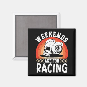 Weekends Are For Racing Funny Dirt Bike Art Engine Magnet