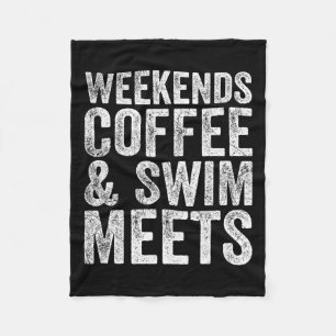 Weekends Coffee And Swim Meets Retro Coffee Lover  Fleece Blanket