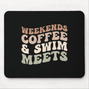 Weekends Coffee And Swim Meets Retro Coffee Lover  Mouse Pad