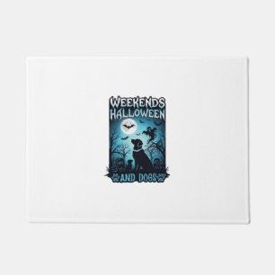 Weekends Halloween Dogs Ghost Full Moon Silhouette Doormat