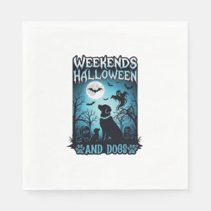 Weekends Halloween Dogs Ghost Full Moon Silhouette Napkin