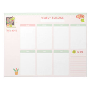 Weekly Calendar 8.5x11 Notepad