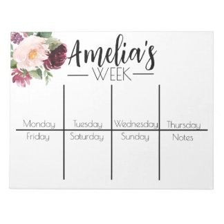 Weekly Calendar Note Pad