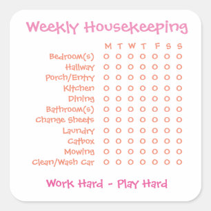 Weekly Chores List Square Sticker