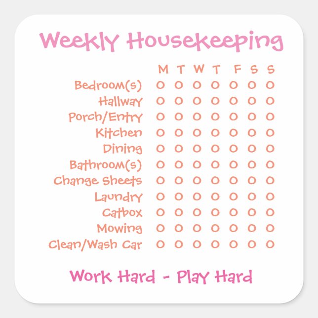 Weekly Chores List Square Sticker (Front)