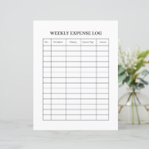 WEEKLY EXPENSE LOG