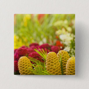 Weekly Friday fruit & vegetable market. 15 Cm Square Badge