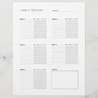 Weekly Habit Planner and Tracker Printable Custom Letterhead