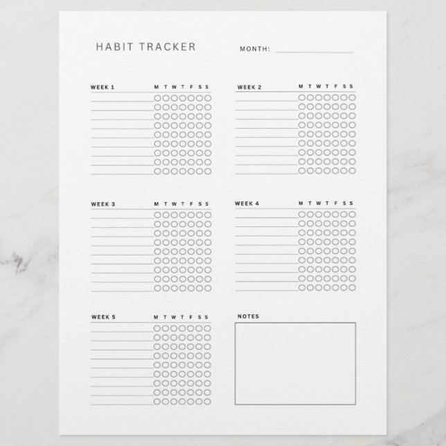 Weekly Habit Planner and Tracker Printable Custom Letterhead (Front)