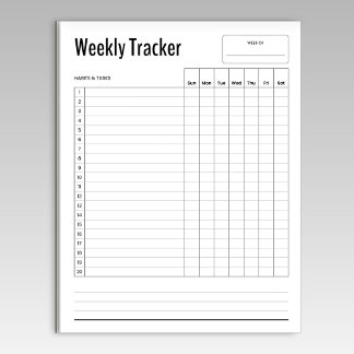 Weekly Habit Tracker Notepad