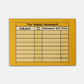 Weekly Homework Post-it Post-it Notes