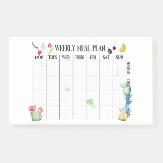 Weekly meal plan post-it notes