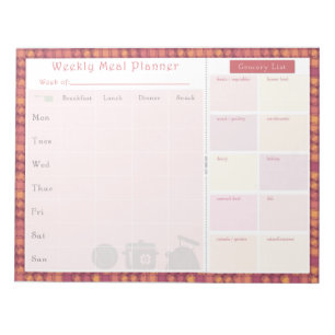 Weekly Meal Planner Autumn Overlap Notepad