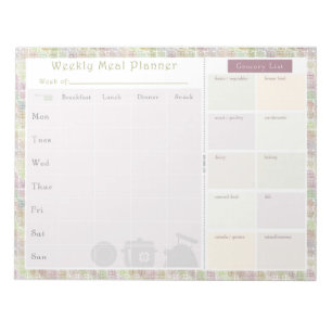 Weekly Meal Planner Colourful Square Notepad