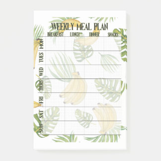 Weekly meal planner list post-it notes