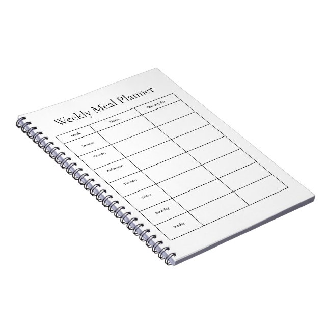 Weekly Meal Planner Notebook (Right Side)