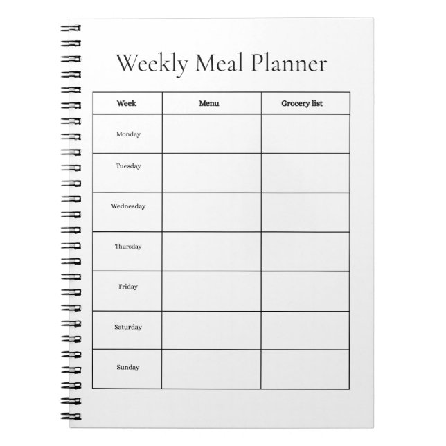 Weekly Meal Planner Notebook (Front)
