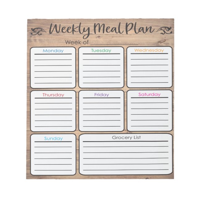 Weekly Meal Planner Notepad (Front)