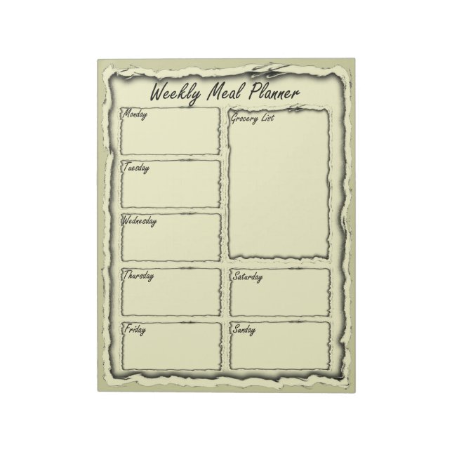 Weekly Meal Planner Notepad (Rotated)