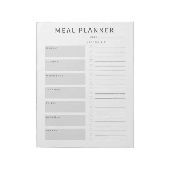 Weekly Meal Planner Notepad (Rotated)
