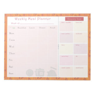 Weekly Meal Planner Summer Cat Notepad