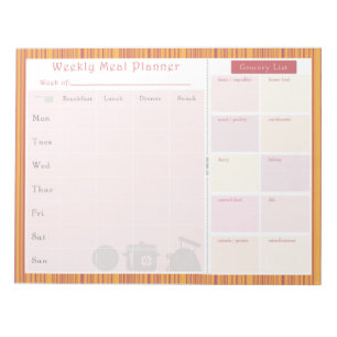 Weekly Meal Planner Summer Stripes Notepad