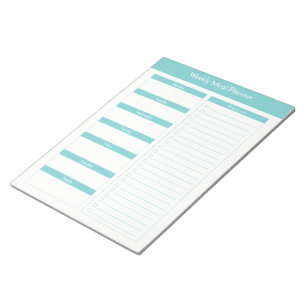 Weekly Meal Planner - Turquoise Notepad