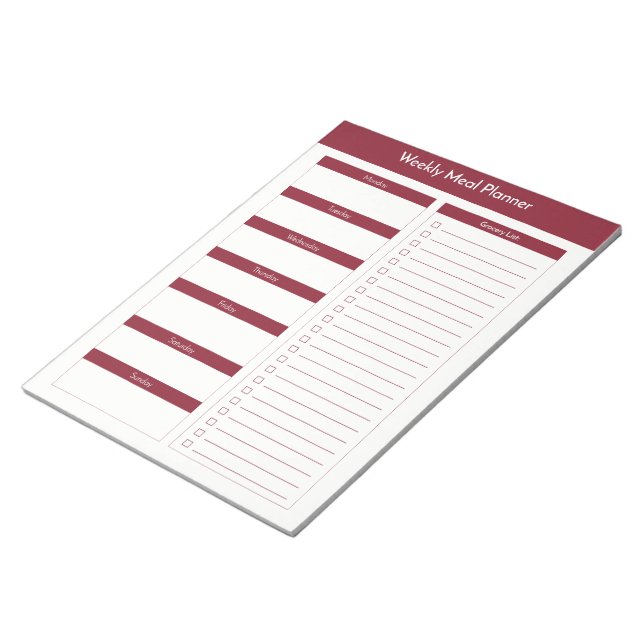 Weekly Meal Planner - Wine Notepad (Angled)