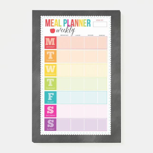 Weekly Meal Planning Post-it Notes (Front)