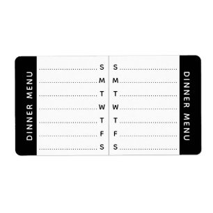Weekly Menu or Schedule Planner Sticker Label
