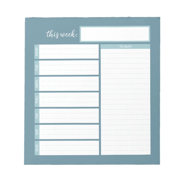 Weekly Menu Planning Notepad (Front)