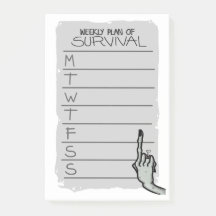 Weekly Plan of Survival Post-it Notes