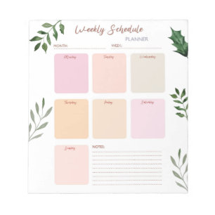 Weekly planner and organiser  notepad