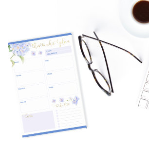 Weekly Planner Blue Hydrangea Flower Post-it Notes