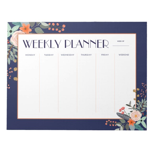 Weekly Planner Botanical Notepad (Front)