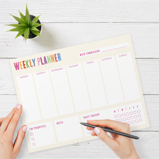 Weekly Planner Colourful Text Notepad