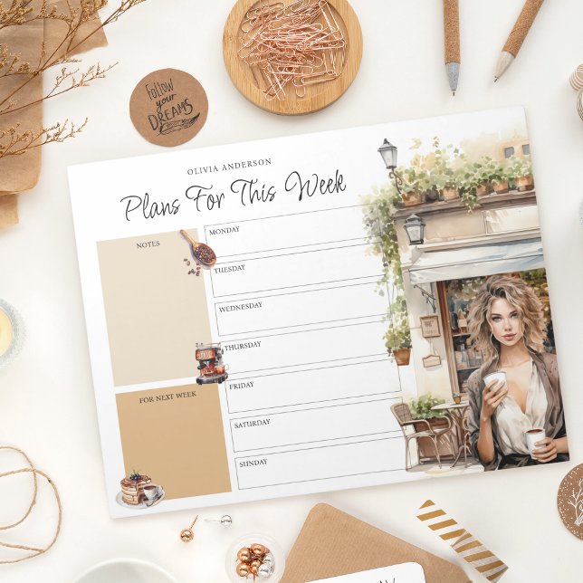 Weekly Planner Custom Name Coffee Lover Notepad (Creator Uploaded)
