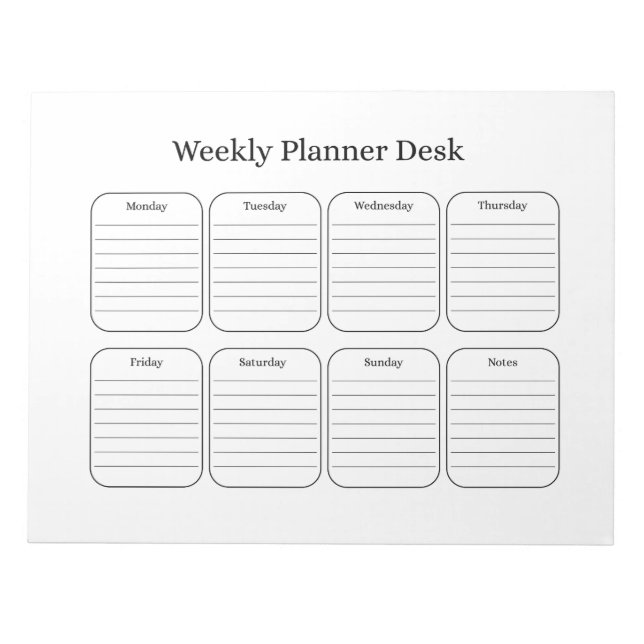 Weekly Planner Desk Notepad (Front)