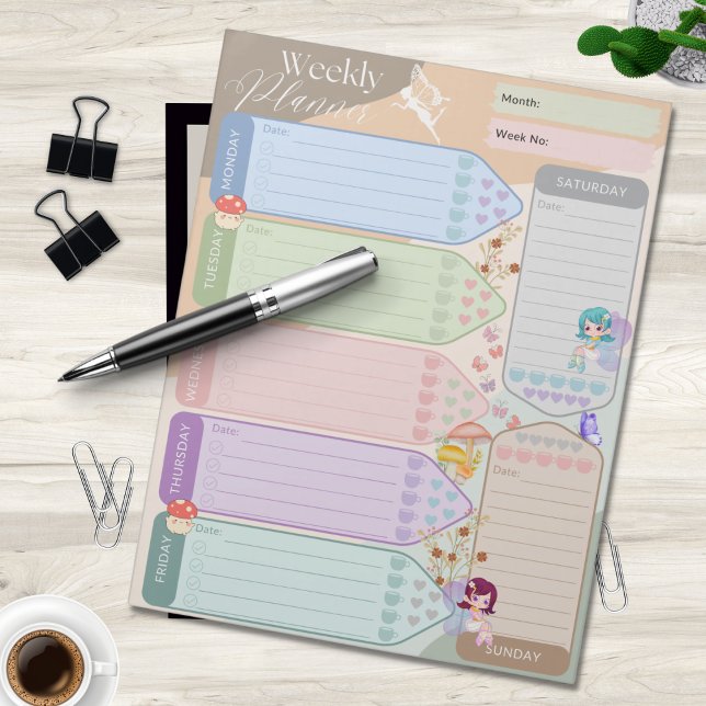 Weekly Planner Fantasy Fairy Butterfly Multicolor Notepad (Creator Uploaded)