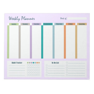 Weekly Planner Habit Tracker To Do List Notepad
