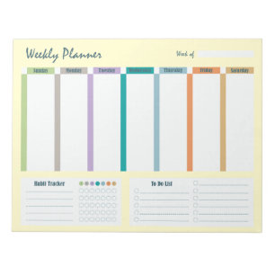 Weekly Planner Habit Tracker To Do List Notepad