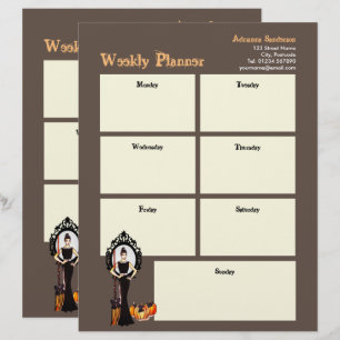 Weekly Planner Halloween Classic Witch Black Dress Custom Letterhead