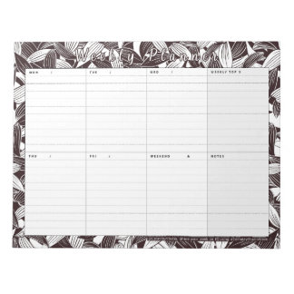 Weekly Planner Leaf Art Colouring Page Notepad