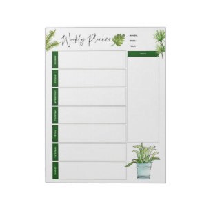 Weekly Planner Minimalist plant illustration Notepad